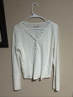 Idyllwind Cream Waffle Knit Snap Henley Top Western Boho Medium